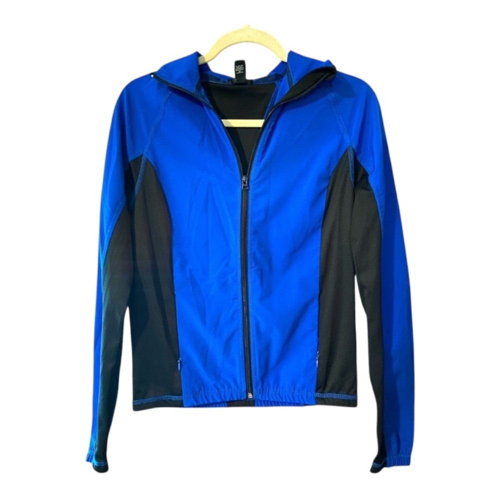 Women’s Blue Athletic Jacket with Mesh and Small Zippered Pockets - Size Small